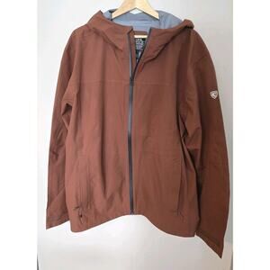 Kuhl Stretch Voyagr Jacket Men’s XXL Hooded Waterproof Rain Shell Rust Outdoor